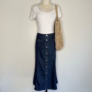 Denim Button-Front Skirt